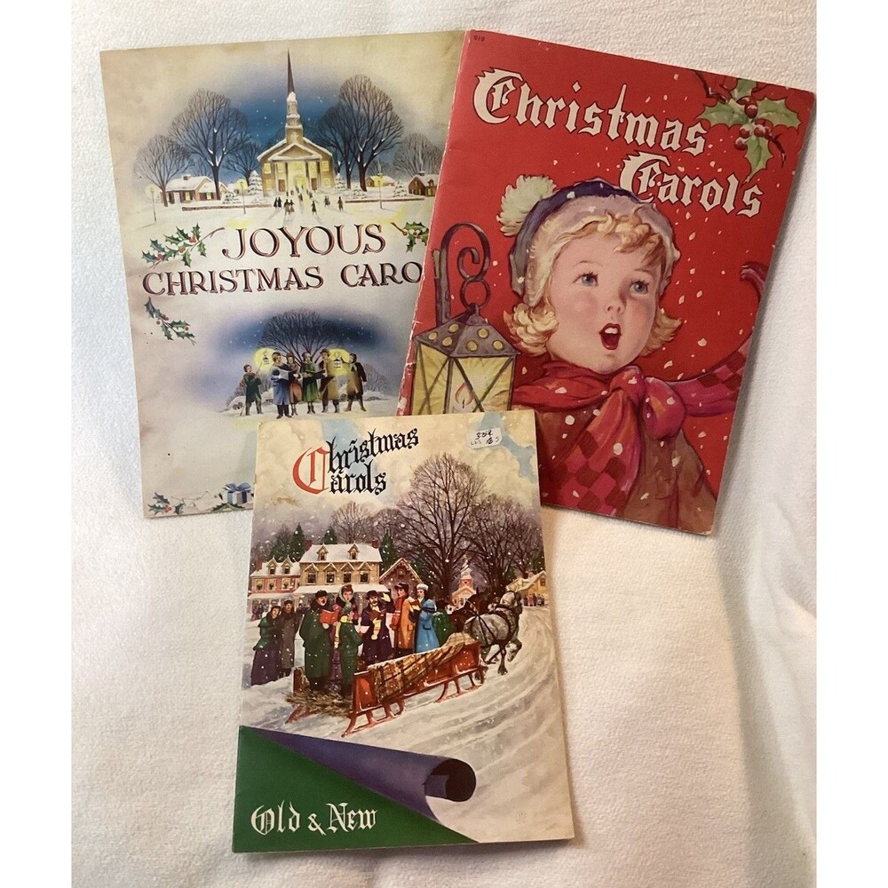 Christmas Carols Vintage Holiday Music Books Beautiful Colored Covers Lot Of 3